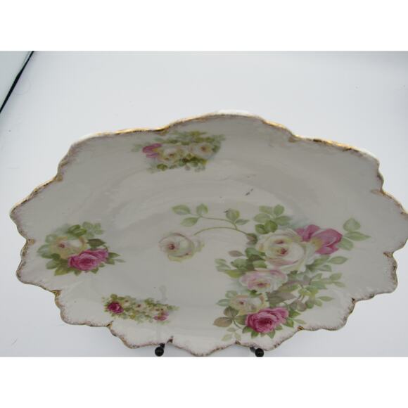 RC Moliere Bavaria Rosenthal Reticulated Plate Hand-Painted Flowers Gold Trim - Picture 6 of 12